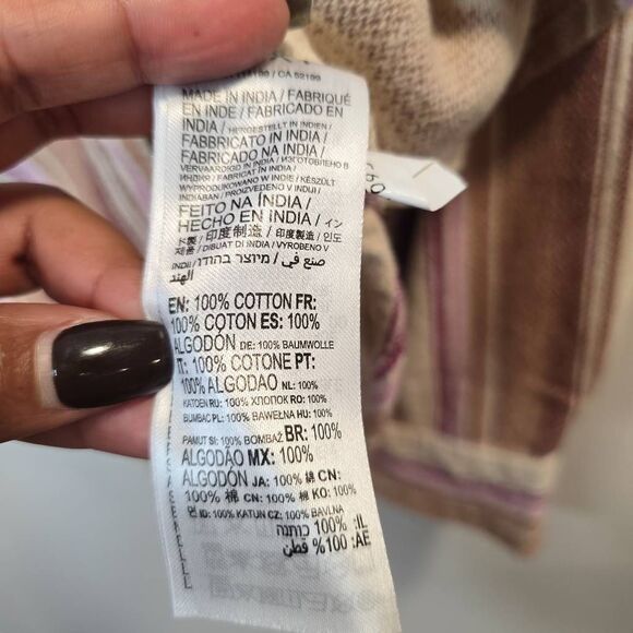 Roxy Sunlight Rider Hooded Shirt Jacket Women's XS Brown Pink Stripe Beach Boho - Picture 5 of 7